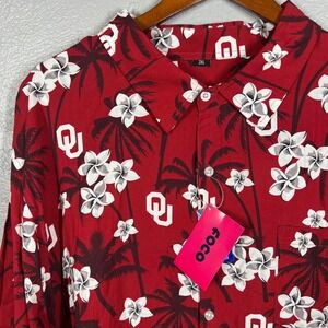 FOCO Oklahoma Sooners NCAA Floral Button Down Shirt Red OU Palm Tree Mens 2XL